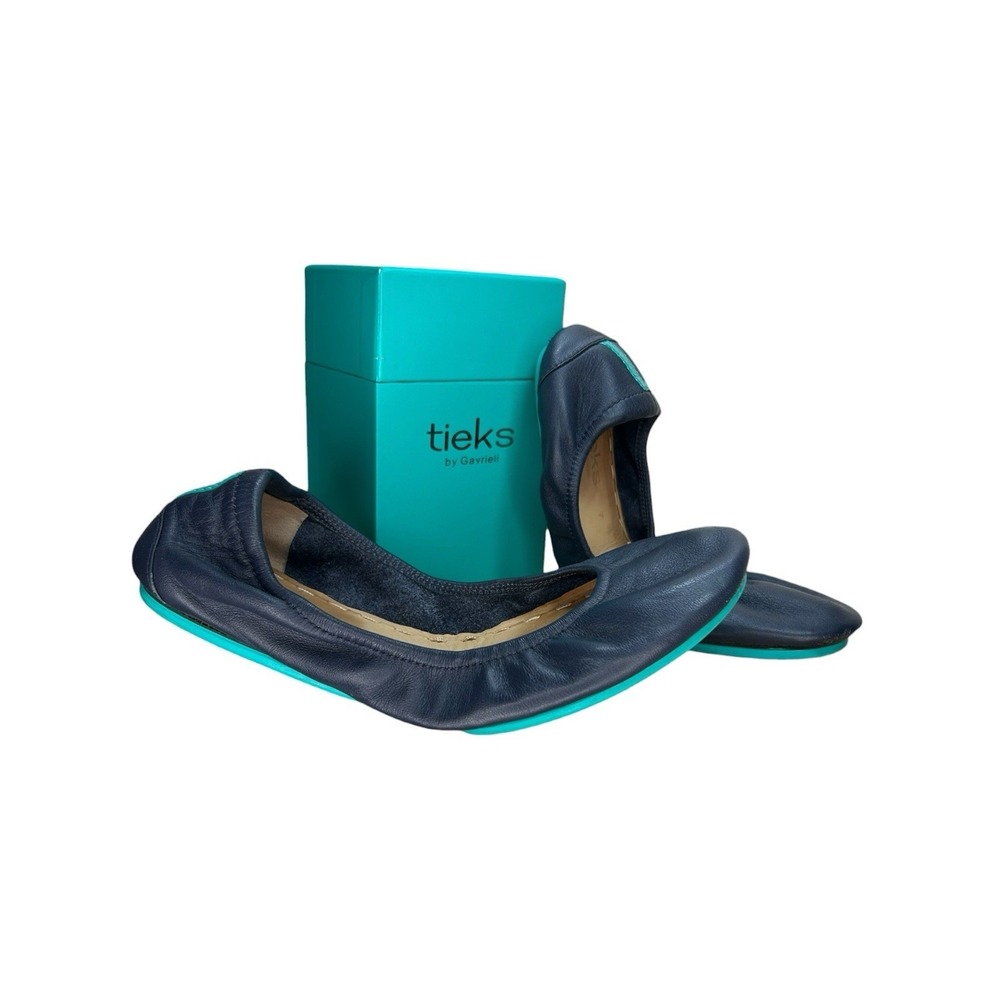 Tieks By Gavrieli Womens Ballet Flat Leather Shoes Slip On Navy Blue Size US 7